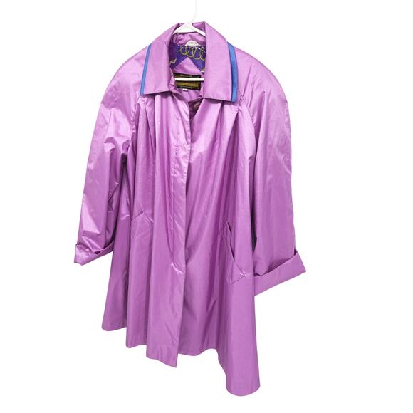 Vintage 80s 90s Raingear Purple Rain Jacket Coat Front Zip with Pockets Size L - Picture 2 of 8